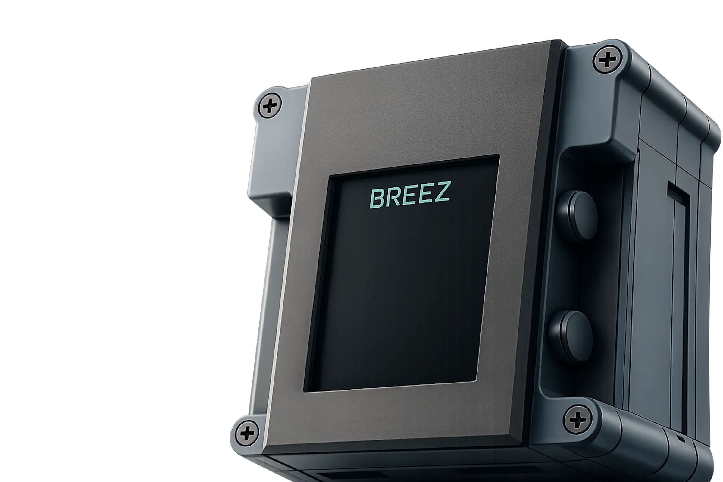 BREEZ wireless dust sensor floating in open space