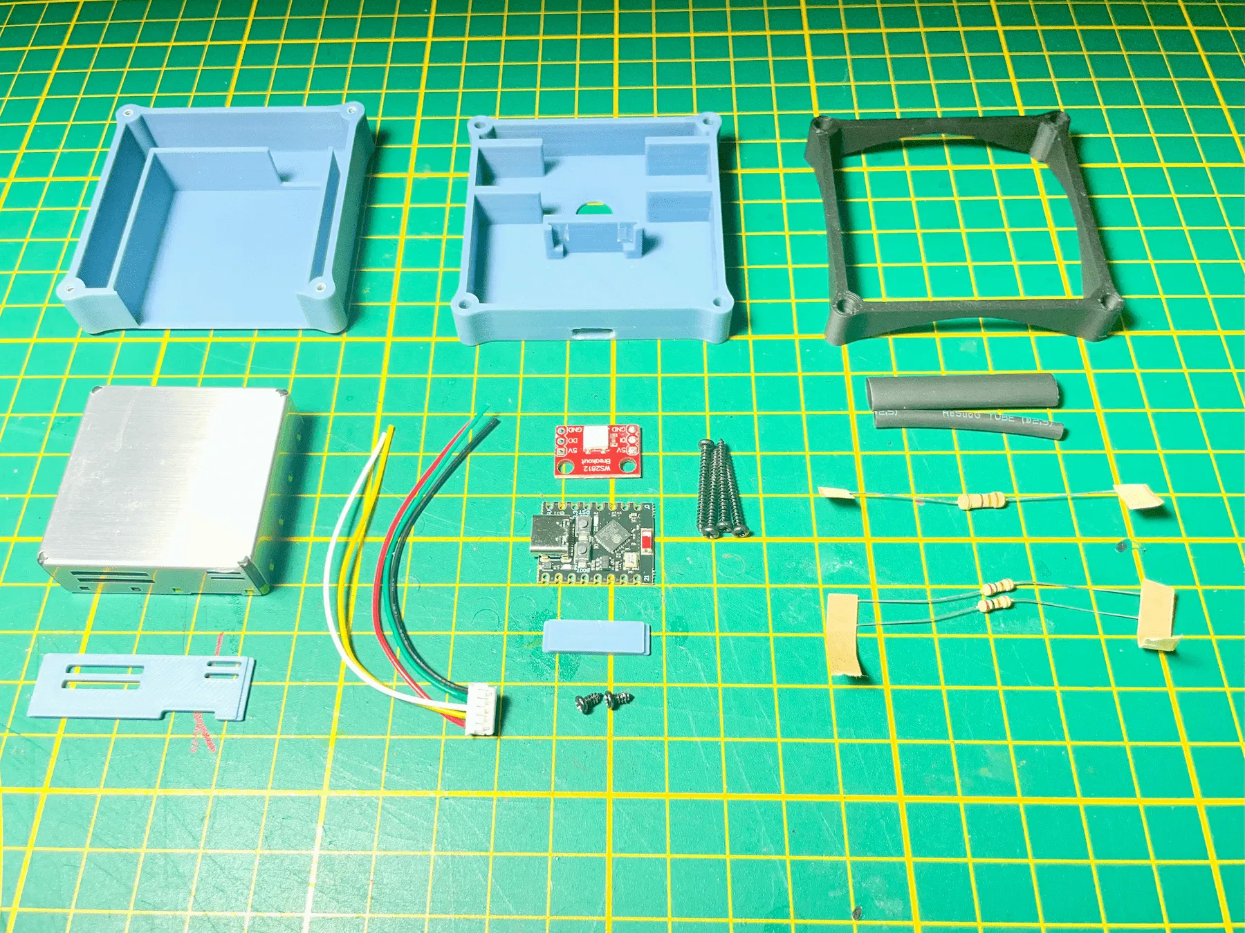 BREEZ SuperMini sensor materials laid out before assembly